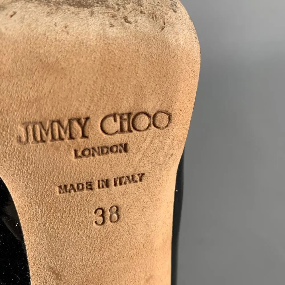 JIMMY CHOO Size 8 Black Patent Leather Slingback Sandals - Picture 4 of 5